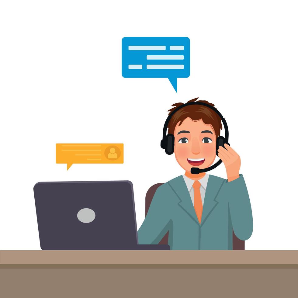 young-man-operator-customer-service-working-in-call-centre-talking-with-customer-with-headset-and-microphone-vector